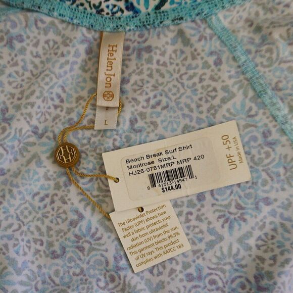 HELEN JON Sz L Beach Break Rash Guard Upf 50+ Montrose $144 Swim Shirt NWT - Picture 10 of 11